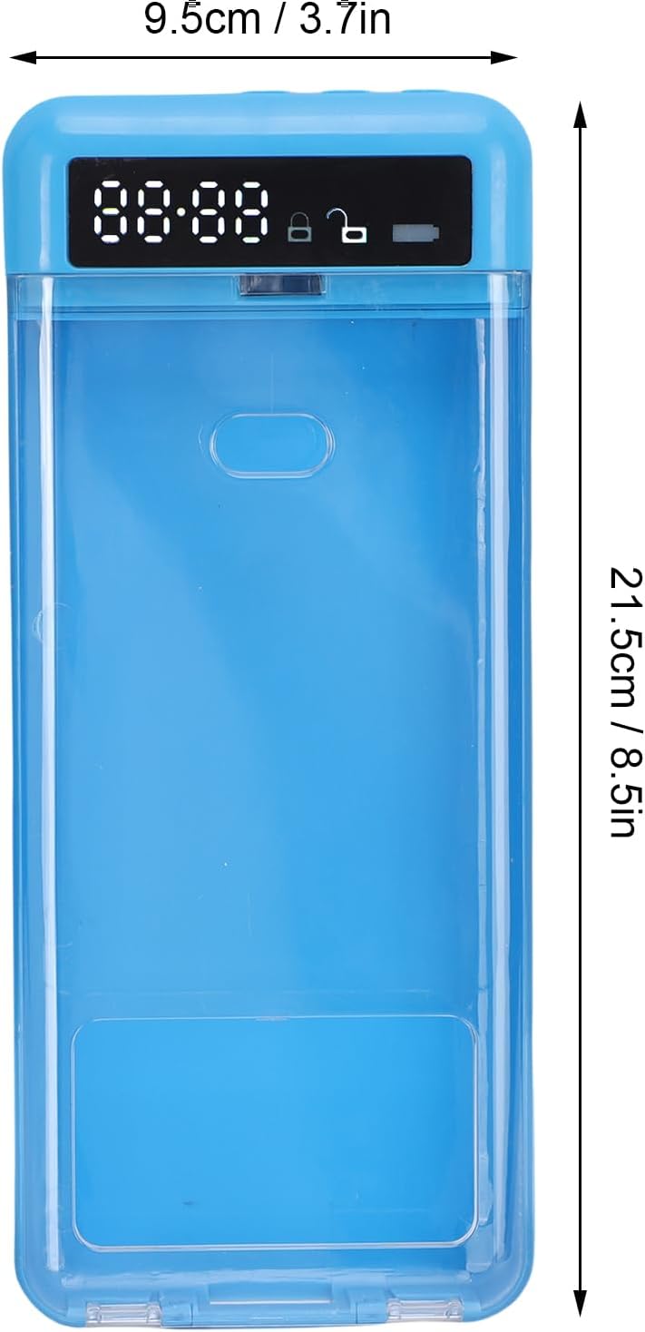 GOTOTOP Cell Phone Lock Box, Timer Transparent Container (Blue)