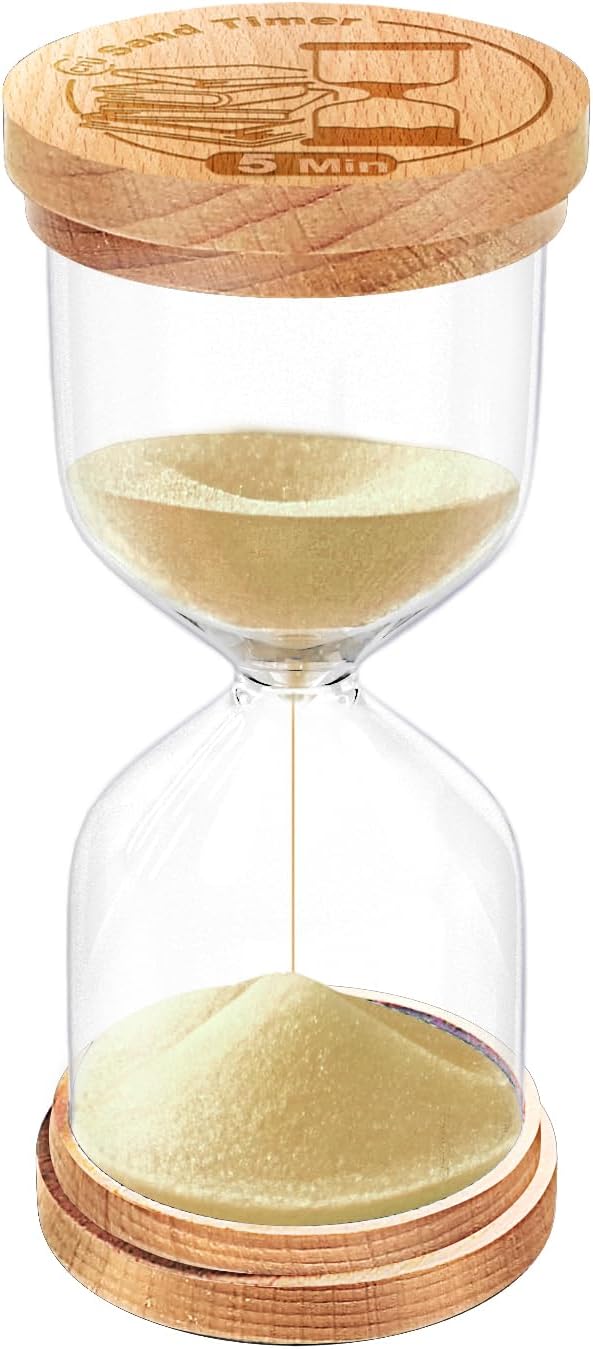 CNCJ Wooden Hourglass Sand Timer, 3 Minute Blue Sand Watch Reloj De Arena for Desk Decor Kitchen Classroom Office Study Home Decoration