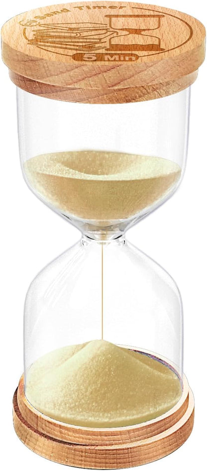 CNCJ Wooden Hourglass Sand Timer, 3 Minute Blue Sand Watch Reloj De Arena for Desk Decor Kitchen Classroom Office Study Home Decoration