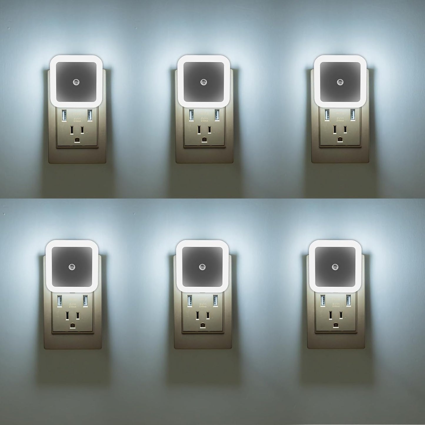 KINUR 6 Pack Night Light, LED Night Lights Plug into Wall with Dusk to Dawn sensors, Plug in Night Lights for Kids Room, Bedroom, Bathroom, Baby Nursery,Stair Lights, Hallway Light, Amber Color