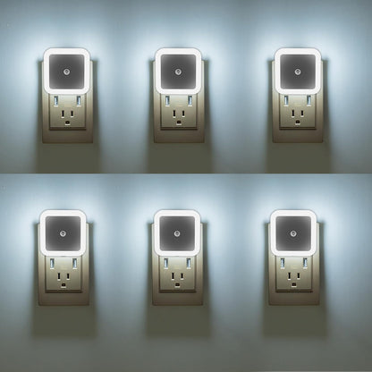 KINUR 6 Pack Night Light, LED Night Lights Plug into Wall with Dusk to Dawn sensors, Plug in Night Lights for Kids Room, Bedroom, Bathroom, Baby Nursery,Stair Lights, Hallway Light, Amber Color