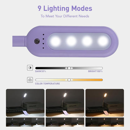 VAVOFO Clip On Book Light for Bed Kids, 7 LED Reading Light with 9-Level Warm Cool White Daylight, Eye Care Lamp with Power Indicator for Bookworms (Blue)