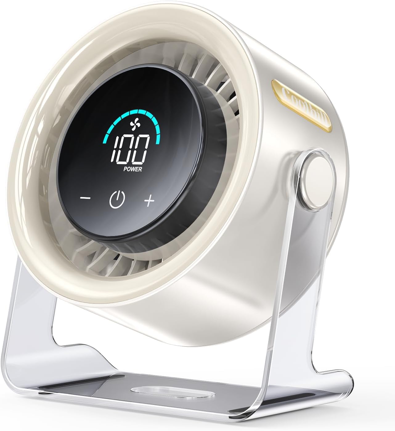 USB Desk Fan for Bedroom: 100 Speeds Digital Display Quiet Portable Fan with Turbo Airflow, 120° Rotating Small Rechargeable Battery Desktop & Wall-Mounted Fans for Bedroom Home Office