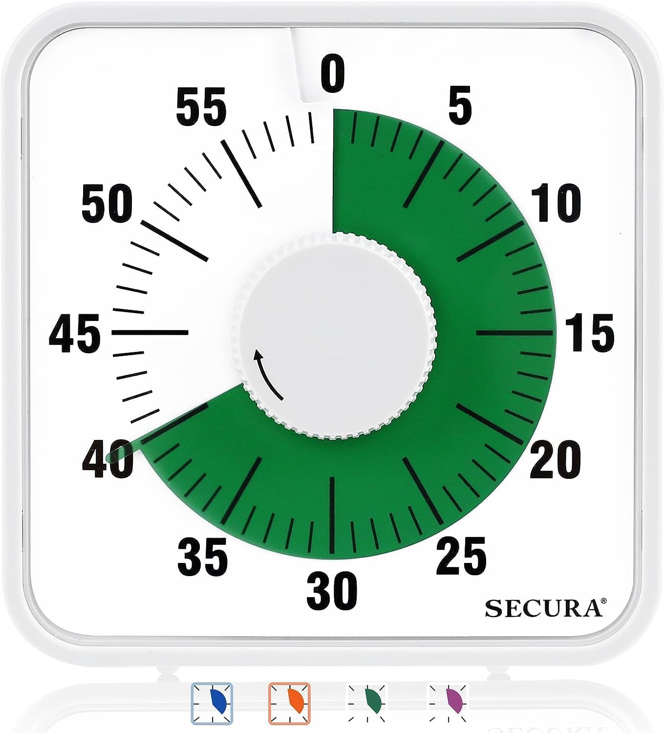 Secura 7.5 Inch Visual Timer, 60 Minute Visual Oversize Countdown Timer for Kids and Adults, Durable Mechanical Time Management Tool (Dark Green)