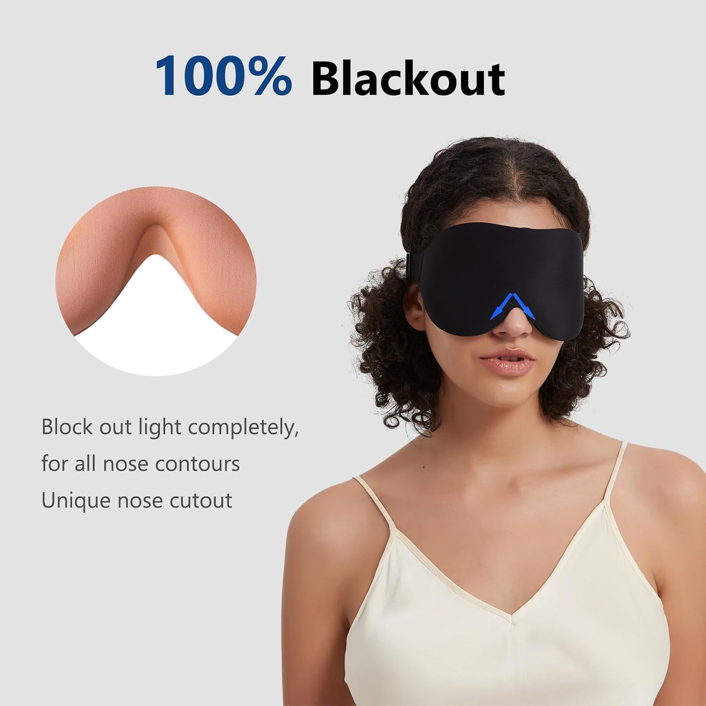 ALASKA BEAR Sleep Mask for Side Sleepers Patented Design, Cup-Shaped and Extra-Soft, 100 Blackout Eye Mask Shades Cover for Men and Women Home or Travel, Machine Washable, Black