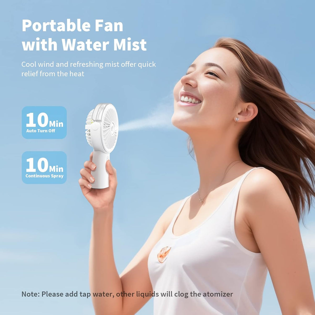 Otlonpe Handheld Misting Fan Portable, Small Personal Hand Held Rechargeable Mist Fan Water Spray, 4000mAh Battery Operated Hand Mister Fans 3-Speed, 4-15 Hrs Runtime for Travel Home Office Outdoor