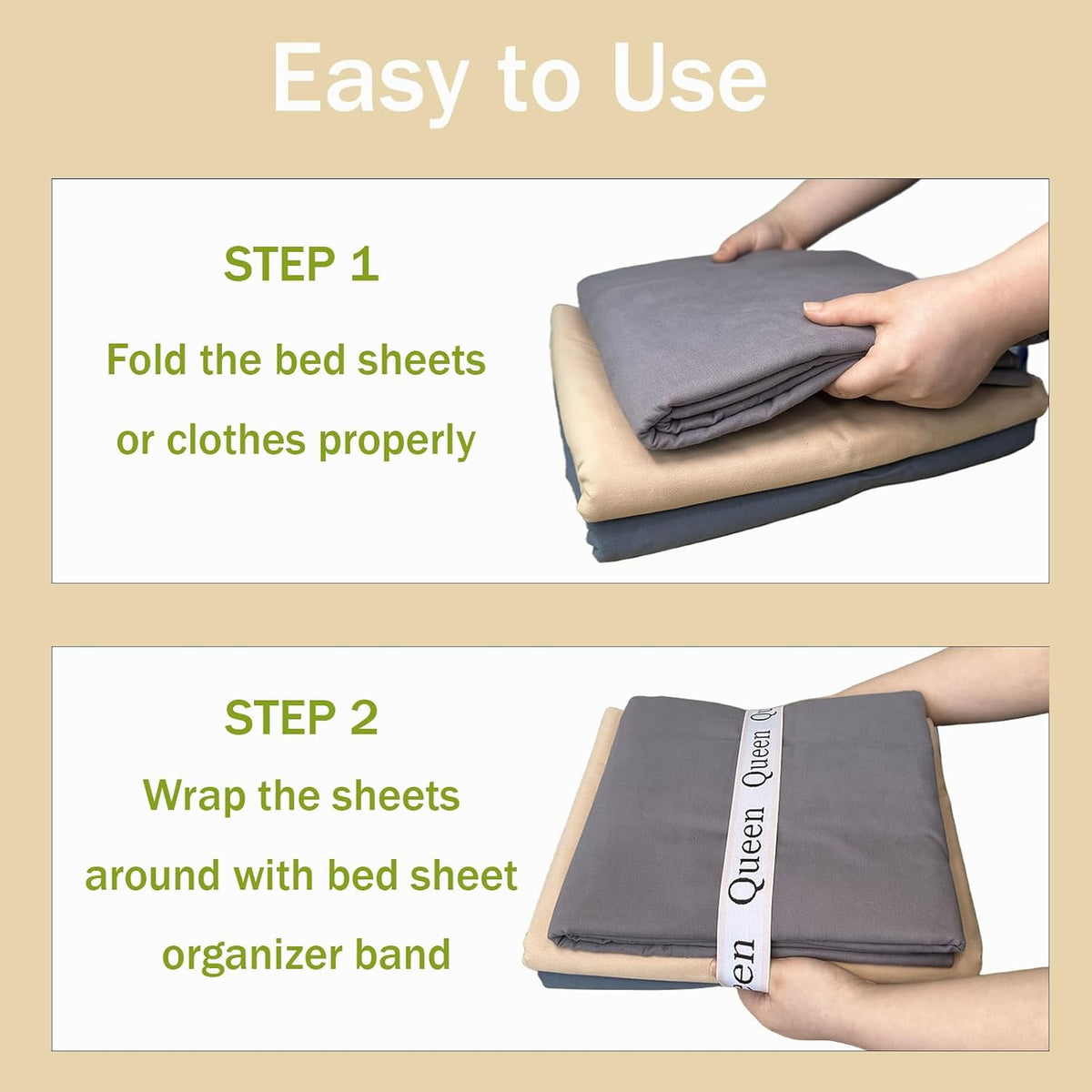 Bed Sheet Organizer Bands, Sheet Organizers and Storage Label Bands, Sheet Label for Bedding, Sheets Organizer for Closet,Sheet Keepers Linen Labels Bedding Bands (Queen)