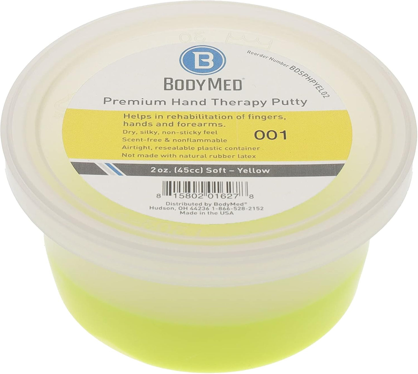 BodyMed Premium Hand Therapy Putty, Yellow, 6 Oz., Soft, Strengthening Therapy Putty for Physical Rehabilitation