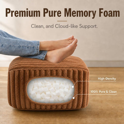 Stuffed Pouf Ottoman Soft Touch Poufs with Foam Chunk Filling Furry and Fluffy Detachable Pouf Foot Stool Storage Ottoman Floor Poufs Foot Rest for Living Room (Caramel, Round)