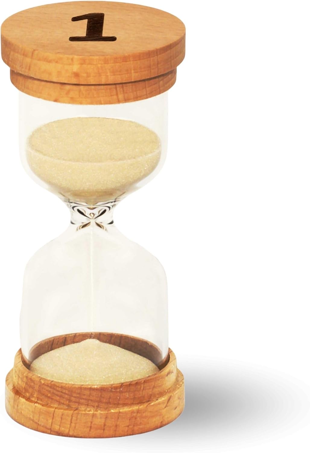 Sand Hourglass Timer - Glass Sand Clock Minutes - Modern Hourglass Watch with Wooden End Caps for Kids, Games, Classroom, Kitchen, Home or Office Decor (5 Minutes)