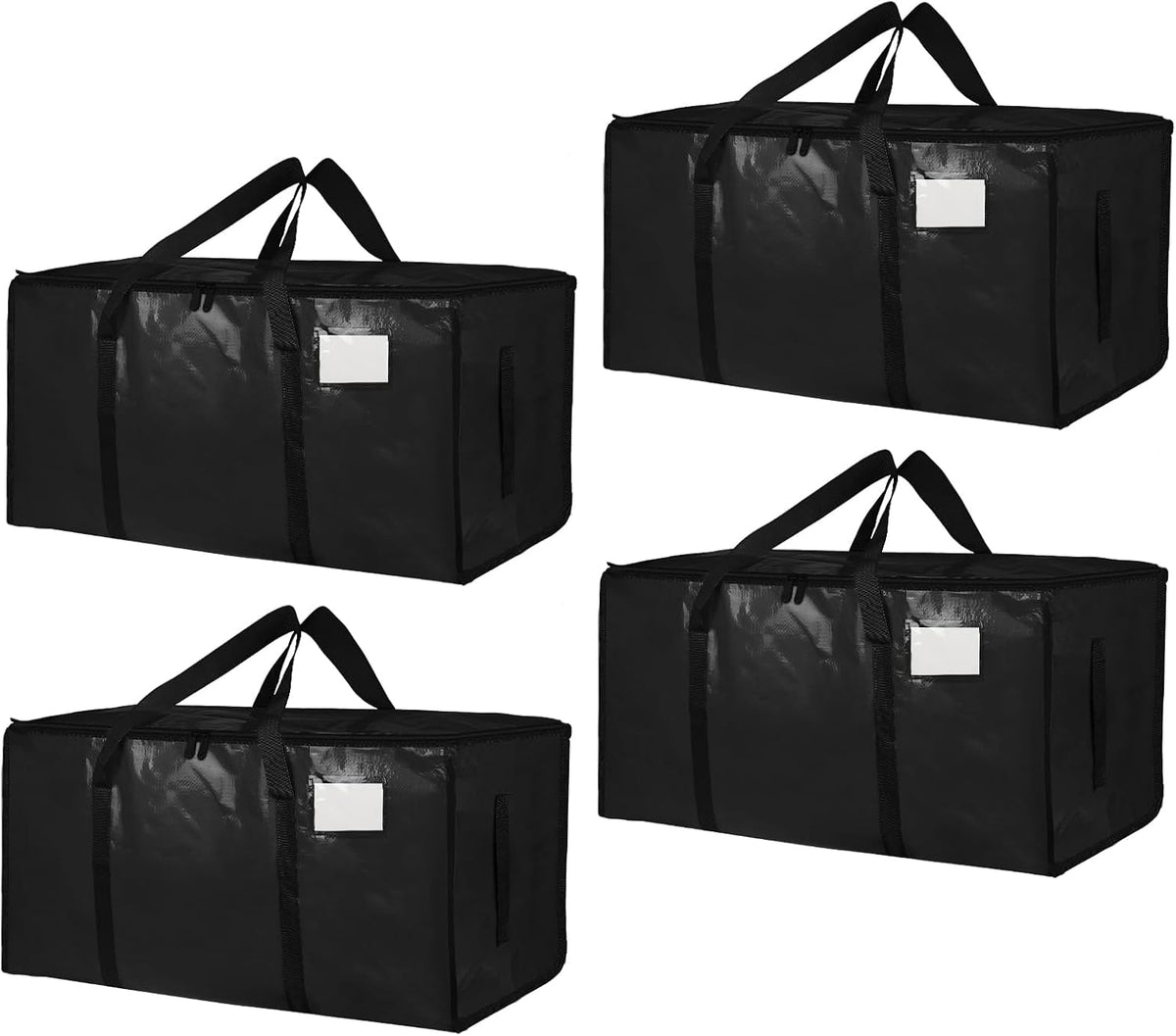 Moving Bags Extra Large - Heavy Duty Storage Totes with Wrap-Around Handles & Reinforced Zippers - Foldable Moving Box Alternative, Water-Resistant for Dorm, Closet & Under Bed Storage (Clear)