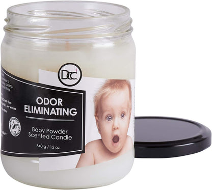 Vanilla Bean Odor Eliminating Highly Fragranced Candle - Eliminates 95% of Pet, Smoke, Food, and Other Smells Quickly - Up to 80 Hour Burn time - 12 Ounce Premium Soy Blend - Colors A