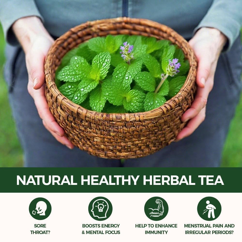 WOTIHA 60 Count Premium Lemon Balm Tea Bags - 100% Pure Natural Leaves, Lemony Citrusy Flavor, Supports Calming & Digestion, Caffeine-Free, Additive-Free, Sugar-Free, Vegan Non-GMO