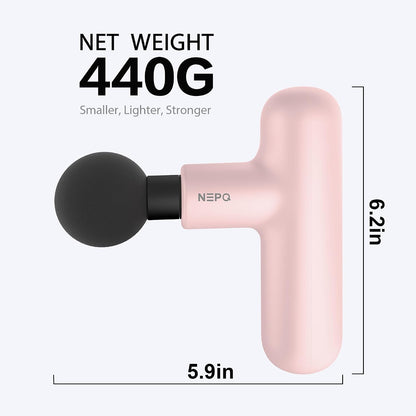NEPQ Mini Massage Gun, Powerful Fascial Gun Portable Deep Tissue Percussion Muscle Back Head Massager for Pain Relief with 4 Massage Heads High-Intensity Vibration Rechargeable Small Massage Gun