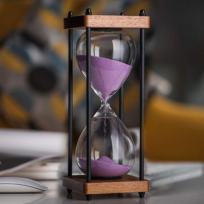 Large Hourglass Timer 60 Minute, Decorative Wooden Sandglass, Black