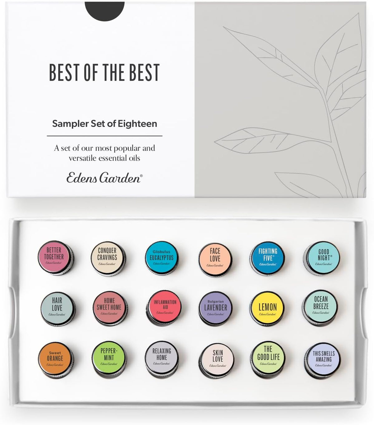 Edens Garden Top Essential Oil Blends Sampler 18 Set – 100% Pure Therapeutic Grade, Natural, Undiluted Aromatherapy Scents for Diffusers & Humidifiers – Wellness Gift for Men & Women, .92 ml/ 18 Pack