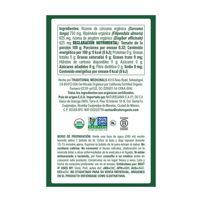 Traditional Medicinals Tea Turmeric Meadowsweet & ginger,16 count.