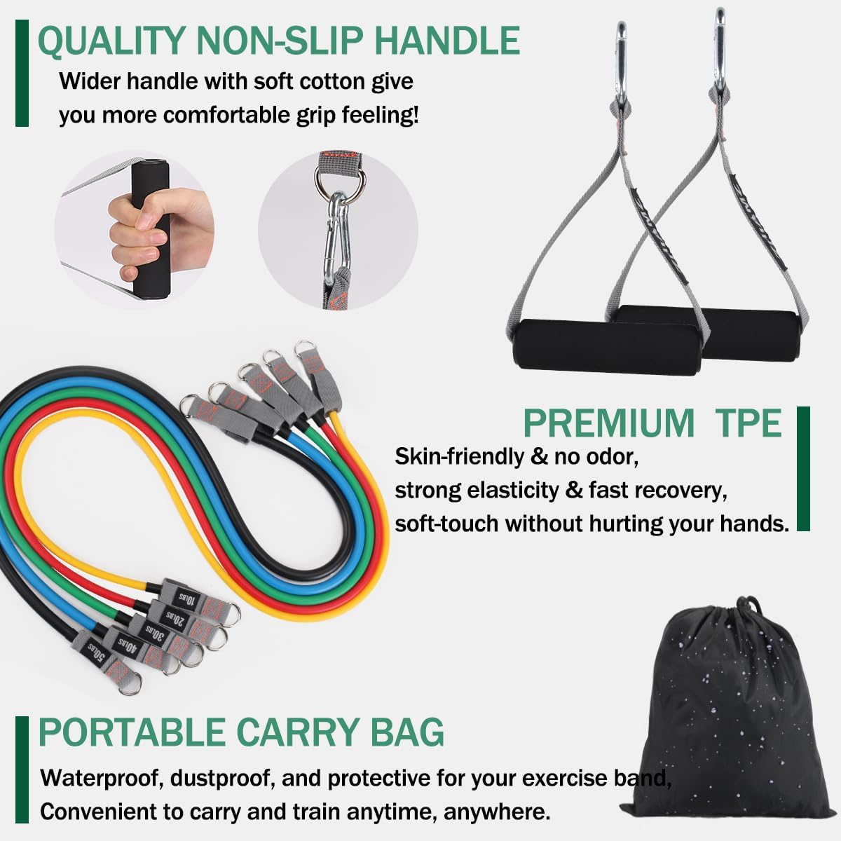 Resistance Bands with Handles, Exercise Bands with Handles, Door Anchor