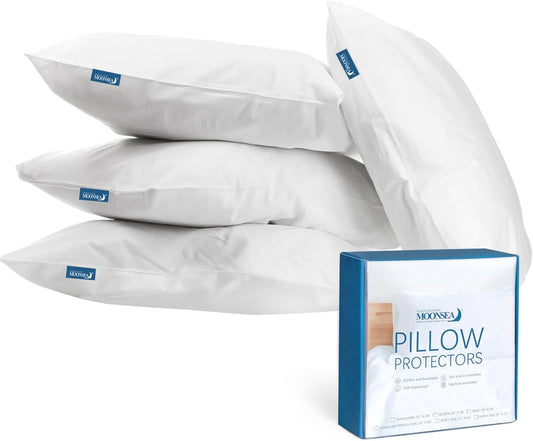 Waterproof Pillow Case Protector Zippered Standard Size White Pillow Covers