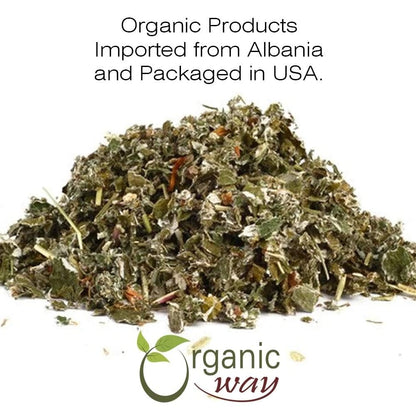 Organic Way Dried Raspberry Leaf Whole - Herbal Tea Origin Albania (4 Oz)