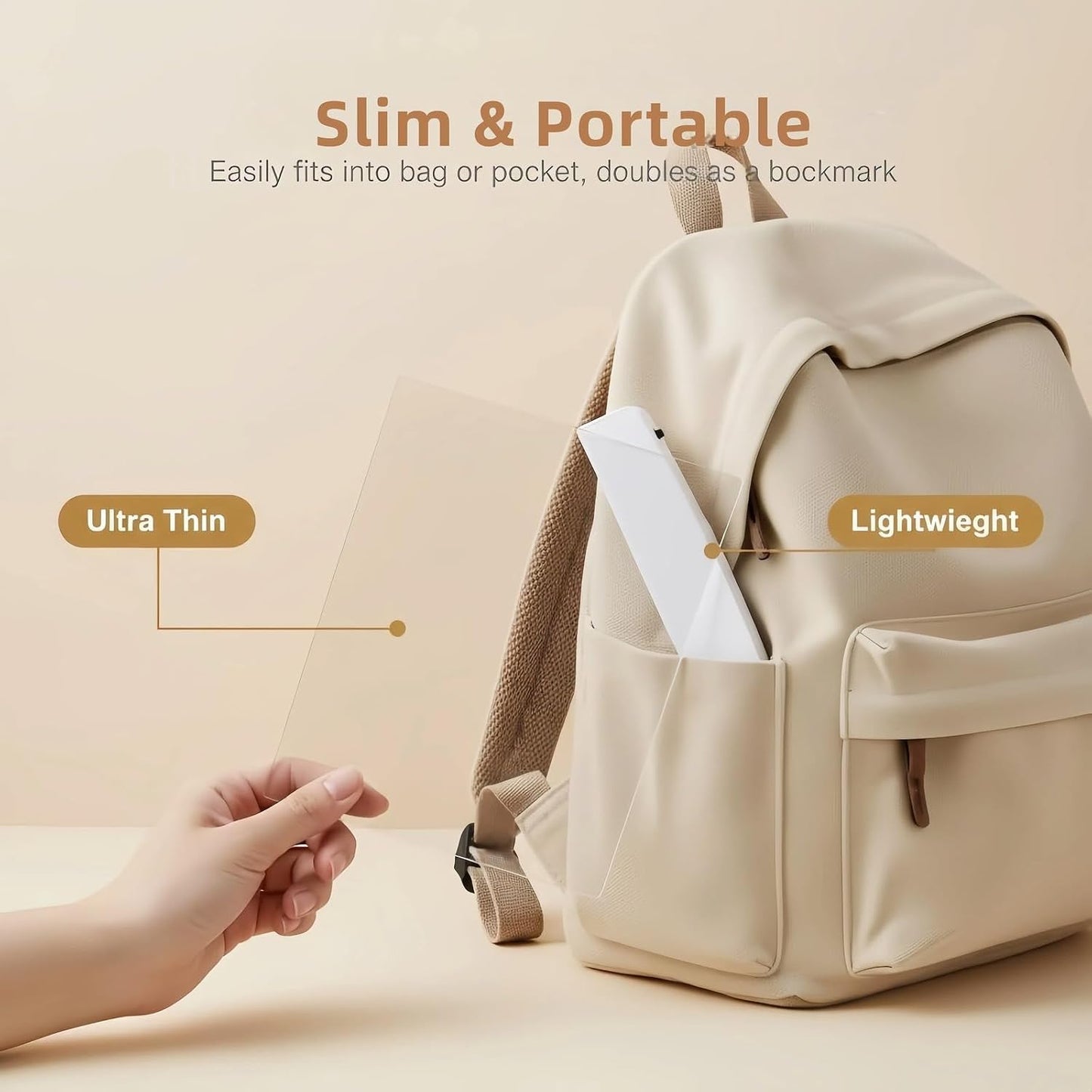 Btolin LED Book Light Panel, Battery Powered Flat Reading Light for Books, Portable Wireless Page Light with Transparent Panel, 5.71x6.69 Inch, White