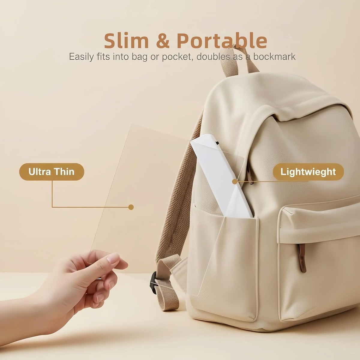 Btolin LED Book Light Panel, Battery Powered Flat Reading Light for Books, Portable Wireless Page Light with Transparent Panel, 5.71x6.69 Inch, White