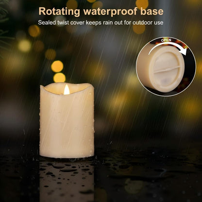 ANGELLOONG Flickering Flameless Candles, Realistic Battery Operated Candles with Remote and Timer, Set of 3 LED Candles for Fall Room Home Wedding Decor Centerpieces Table Party Christmas Decorations