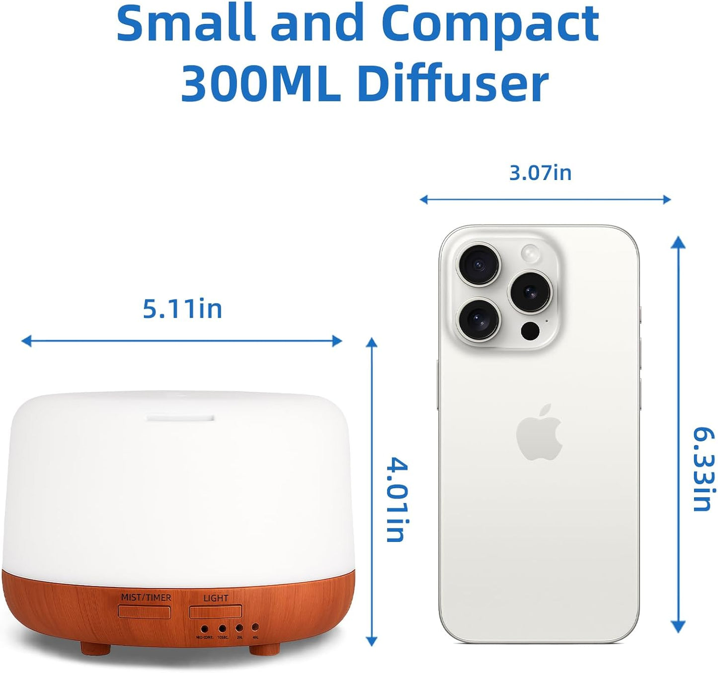 SPLITSKY Aromatherapy Essential Oil Home Diffuser with Remote Control, 300ML Large Room Cool Mist Air Humidifier, 8 Hours Quiet Operation, Timer, 7 Colors LED Night Night，Suitable Home,Yoga.