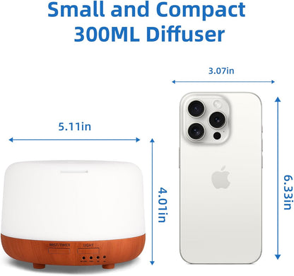 SPLITSKY Aromatherapy Essential Oil Home Diffuser with Remote Control, 300ML Large Room Cool Mist Air Humidifier, 8 Hours Quiet Operation, Timer, 7 Colors LED Night Night，Suitable Home,Yoga.
