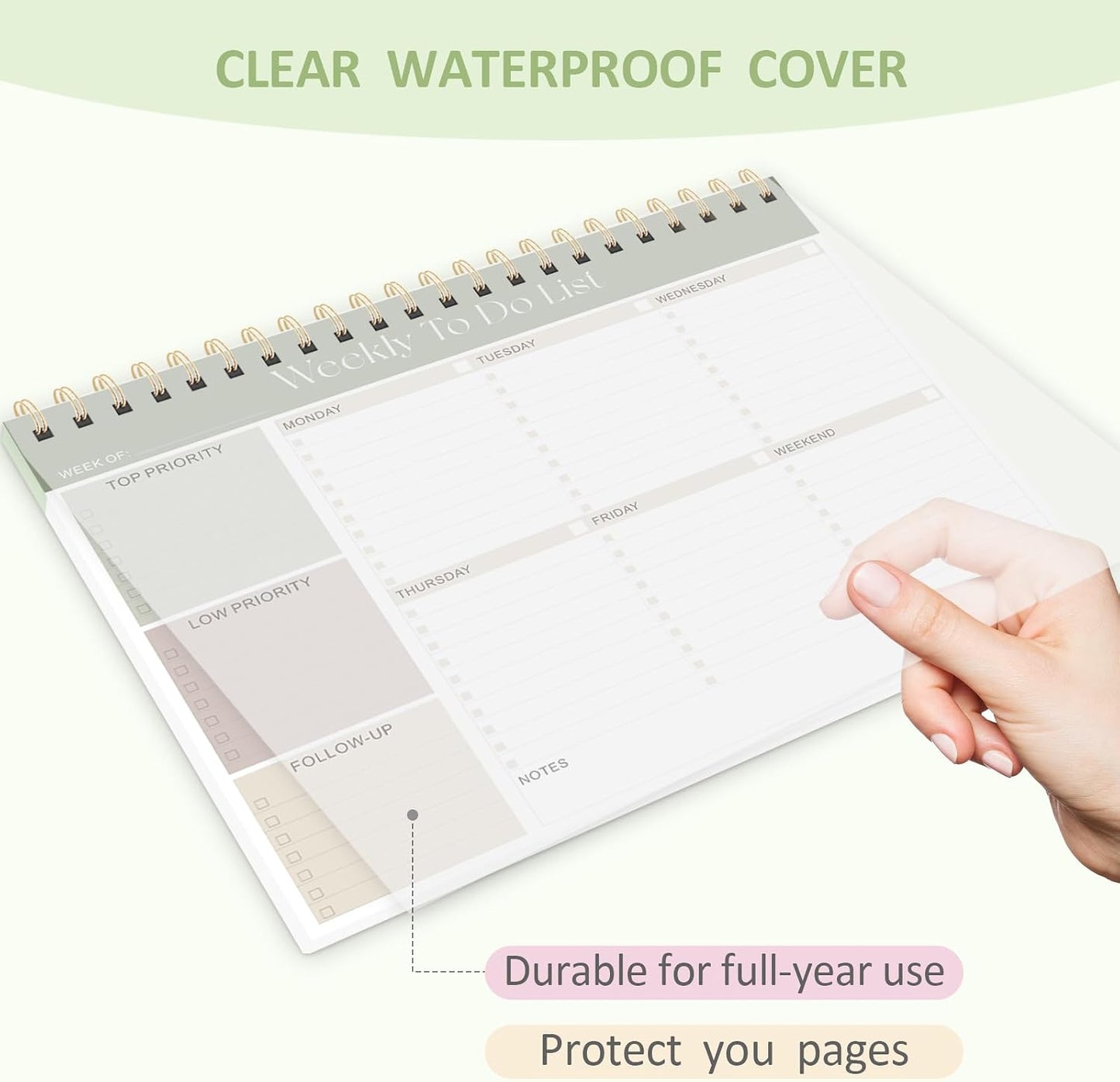 Weekly To Do List Notepad, 52 Undated Sheets (8.5"×11"), Undated Weekly Planner for Women & Men, Desk Accessories and Supplies for Office, Home, and School