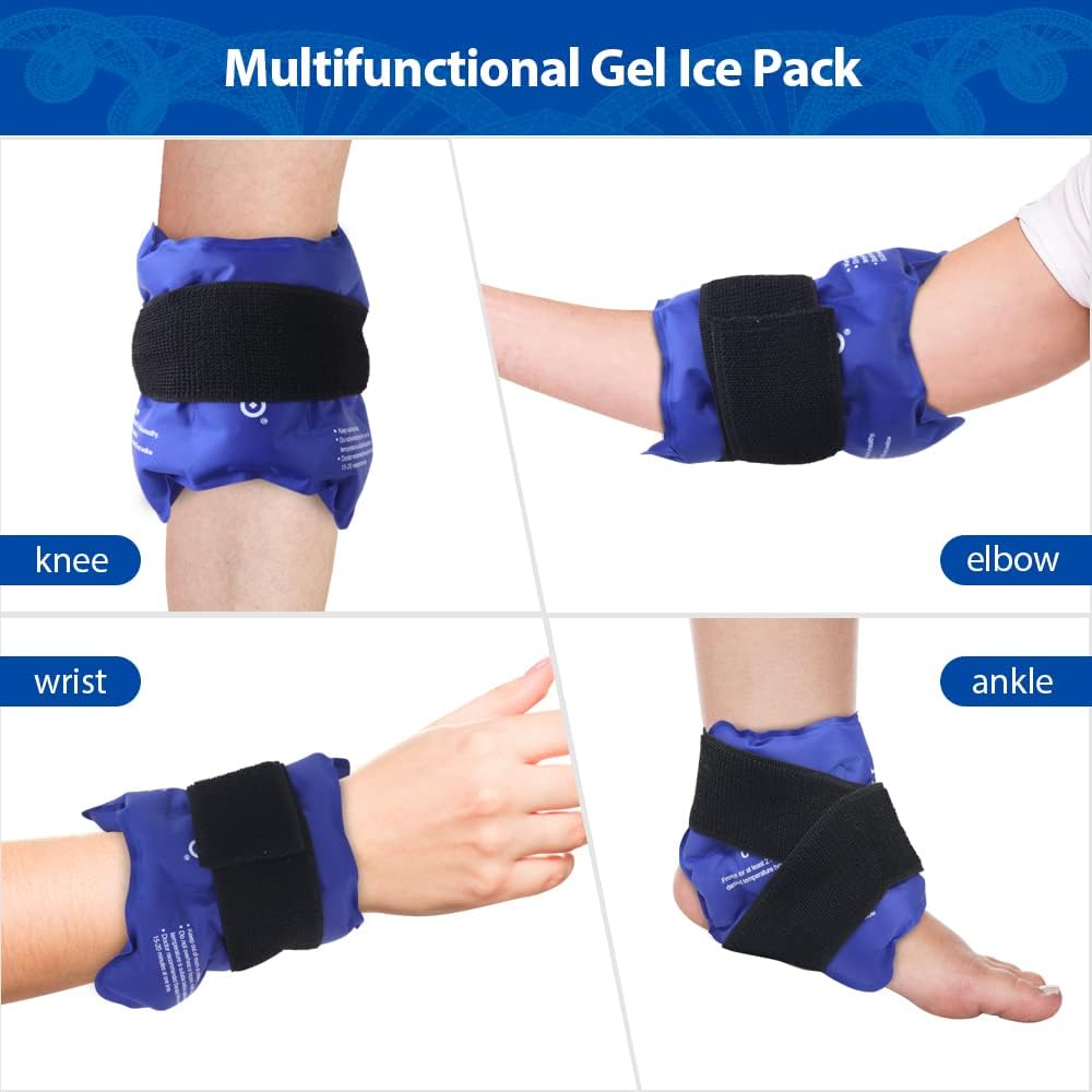 NEWGO Ankle Ice Pack Wrap for Sprained Relief, Ice Pack for Ankle Inuries Reusable, Cold Therapy for Ankles Swelling, Post Surgery Recovery - Blue
