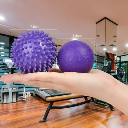URAQT Spiky Massage Ball Set, 2 Pack Physical Therapy Massage Balls, Hard Lacrosse Ball & Spiky Massage Ball for Myofascial Release and Trigger Point Deep Tissue Massage (Blue)