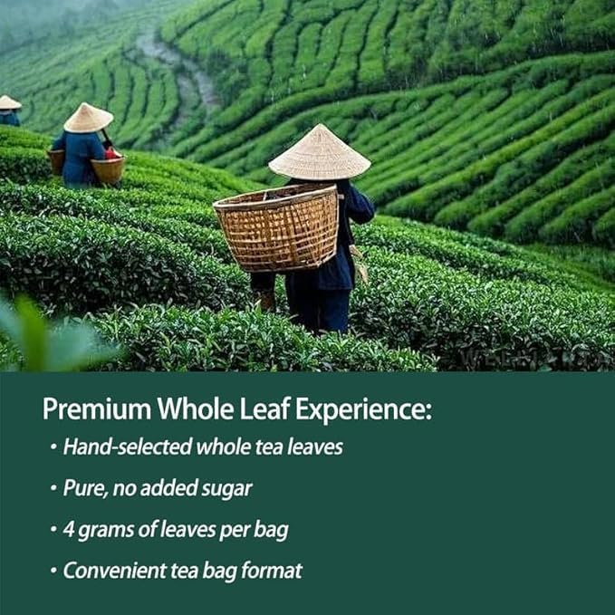 pipitea Organic Oolong Tea Bags - Whole Leaf, (20 bags) 4g Selected Tea Leaves - Helps lower cortisol levels, relieve stress, promote digestion and metabolism, vegan, non-GMOPerfect for Hot & Iced(B）