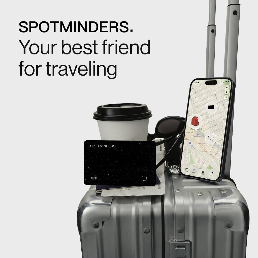 SPOTMINDERS Apple MFi Certified Wallet Tracker PRO Works with Apple Find My IP68 Rechargeable Tracking Card for Wallet Luggage Passport 0.07in Slim Credit Card Design Item Finder