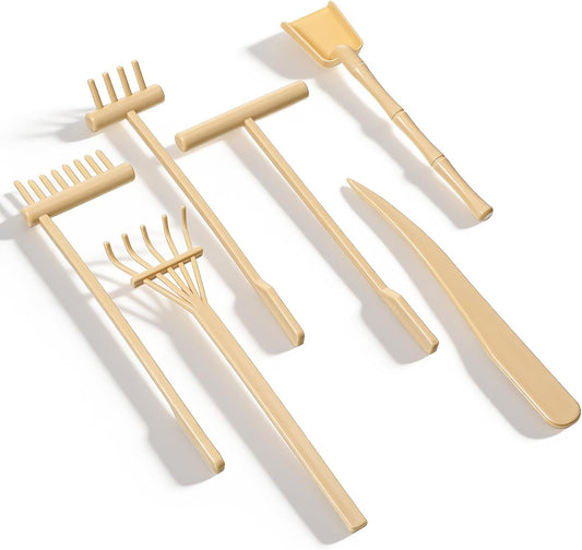 6 Pcs Mini Zen Garden Rake Tool, Mini Zen Garden Accessories Desktop Sand Rock Push, DIY Sand Decor for Home, Office, Desk, Gardens Decoration