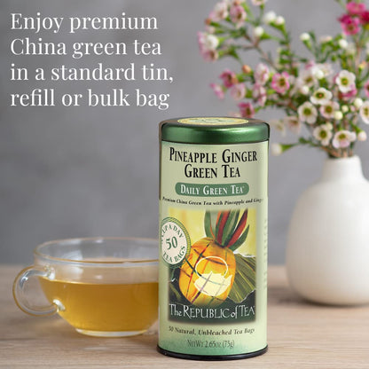 The Republic of Tea Daily Green Pineapple Ginger Green Tea, 50 Ct