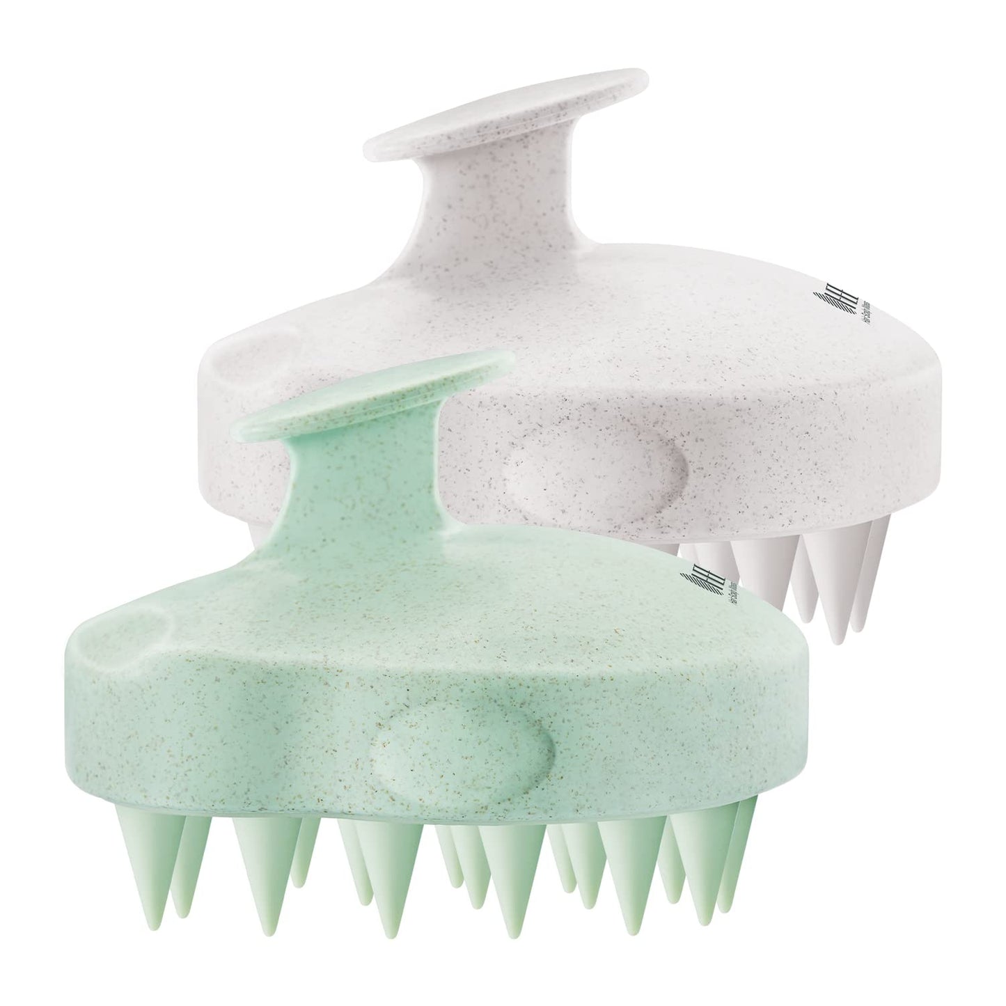 HEETA Hair Scalp Massager Shampoo Brush 2 Pack, Soft Silicone Bristles to Remove Dandruff, Waterproof Hair Scrubber for Both Wet Dry Use, Suitable for Men & Women (Green & Black)