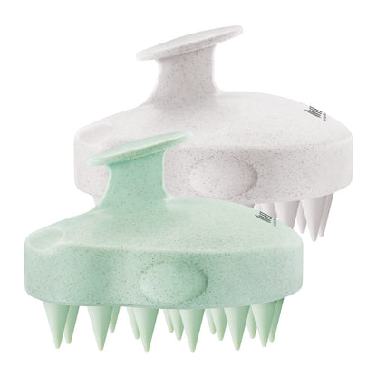 HEETA Hair Scalp Massager Shampoo Brush 2 Pack, Soft Silicone Bristles to Remove Dandruff, Waterproof Hair Scrubber for Both Wet Dry Use, Suitable for Men & Women (Green & Black)