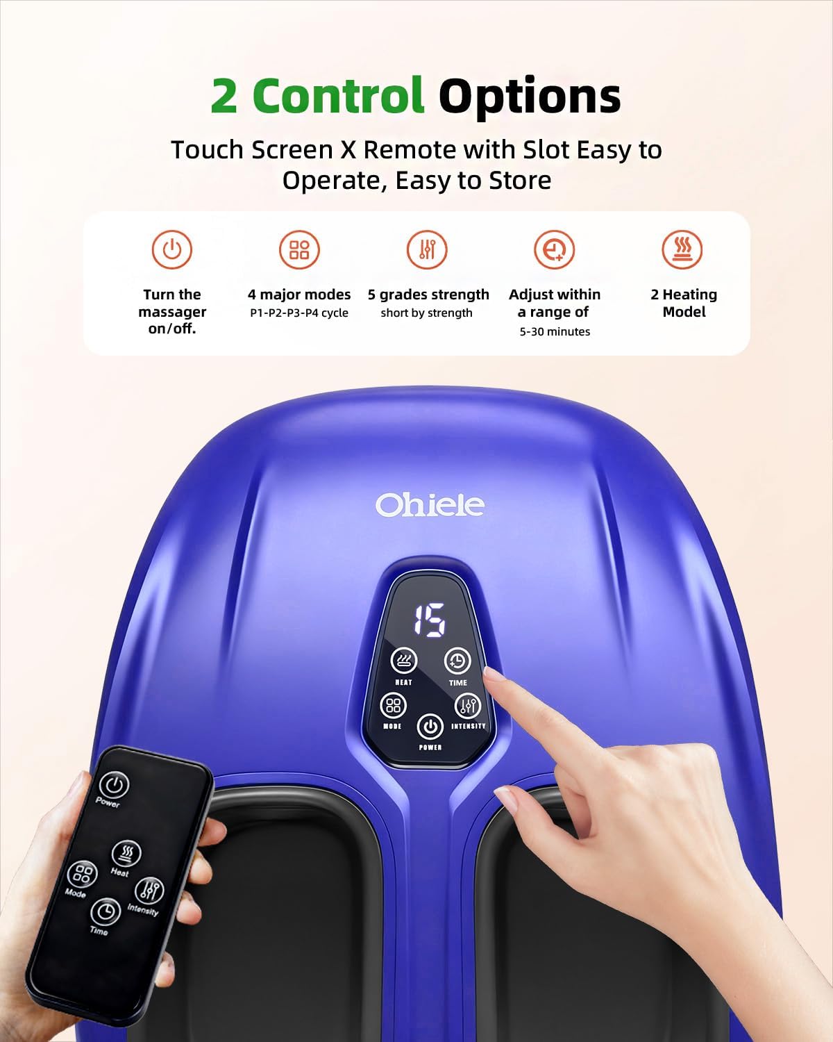 Shiatsu Foot Massager with Heat and Remote Control for Plantar Fasciitis,Purple Black
