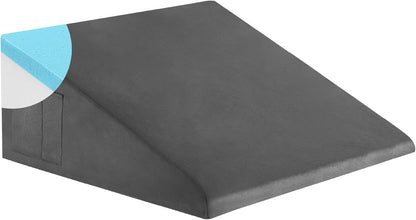 Bedluxe Wedge Pillow, 10 inch Bed Wedge Pillow for Headboard, Pillow Wedge for Acid Reflux Relief, Sleeping, Back Pain Relief, Snoring, Triangle Pillow Wedge, White/Grey