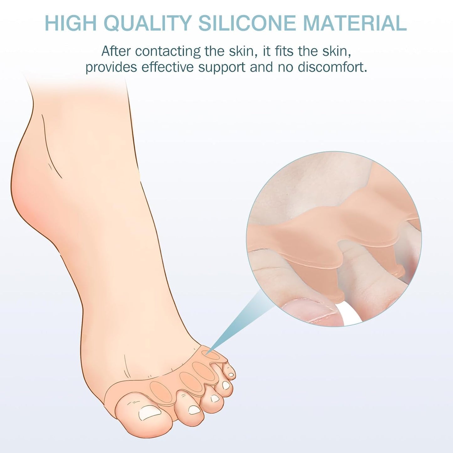 KTSAY Toe Spacers for Women & Men - Silicone Toe Separators for Bunion Relief, Hammer Toe, Plantar Fasciitis & Pedicures（2pcs,Blue）