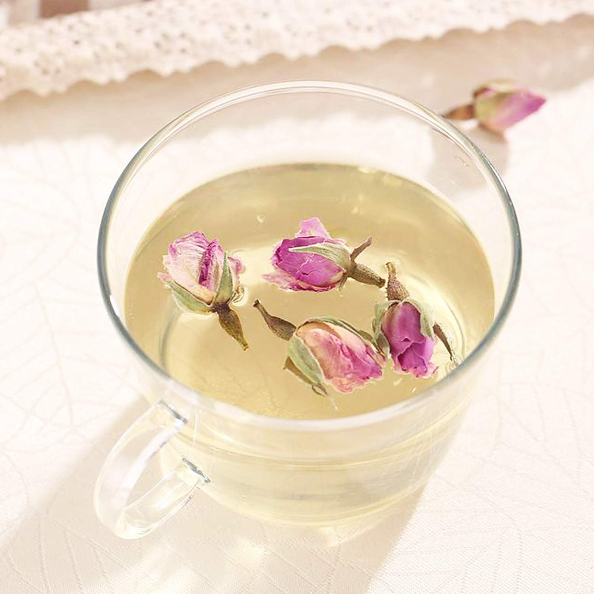 Goofoo French Dried Rose Buds, Natural Edible Flower Tea Loose Leaf 2.8 Oz