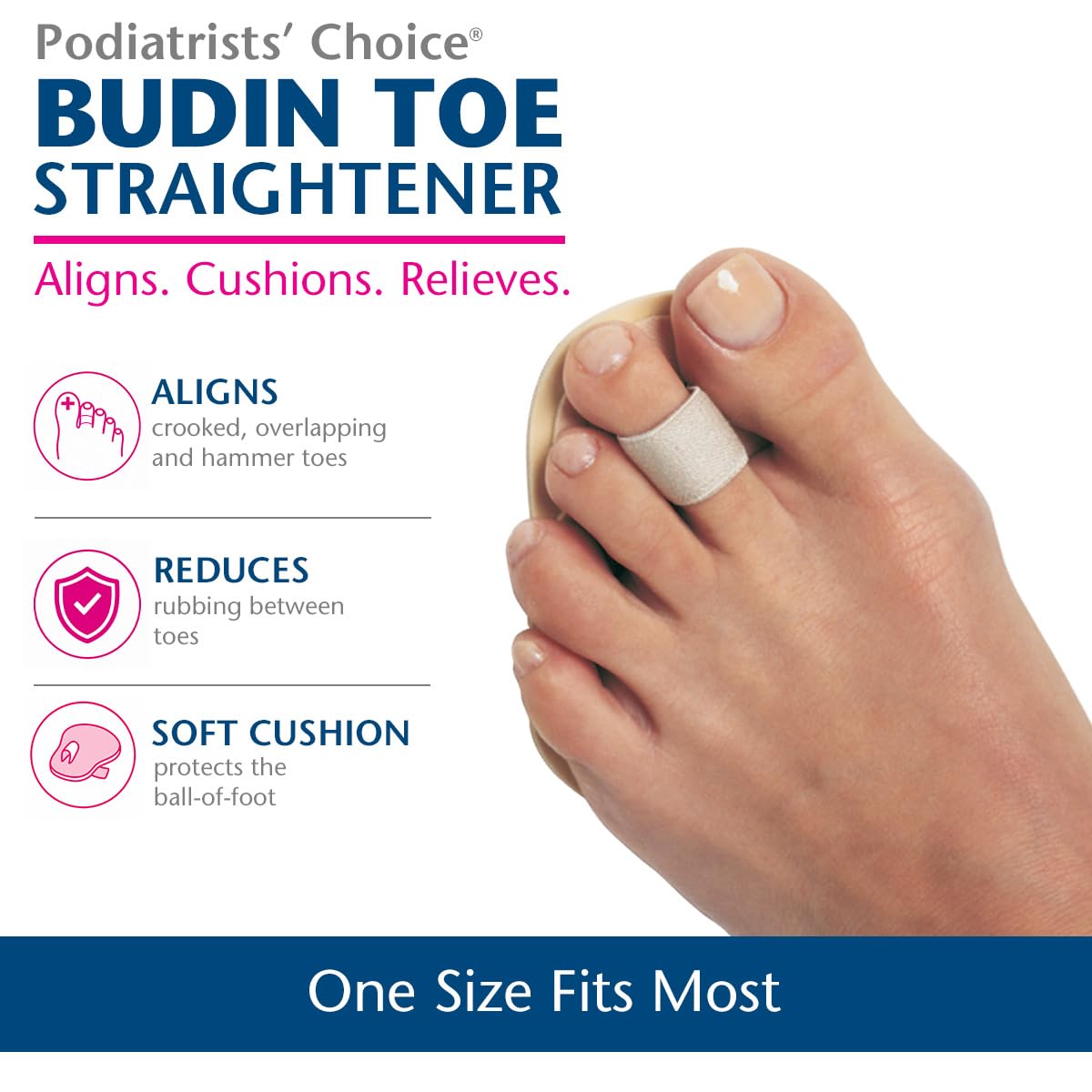 PediFix Podiatrists' Choice Toe Straightener – 3-Pack Toe Aligners Gently Help Realign Crooked, Overlapping, and Hammer Toes – Designed for Comfort and Daily Relief – One Size Fits Most