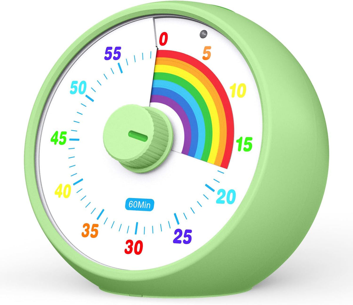 Visual Timer for Kids, 60-Minute Countdown Timer for Classroom Office Kitchen, Desk Timer Kids Time Management Tools with Silent Operation, Pomodoro Time Rainbow Pattern (Grass Green)