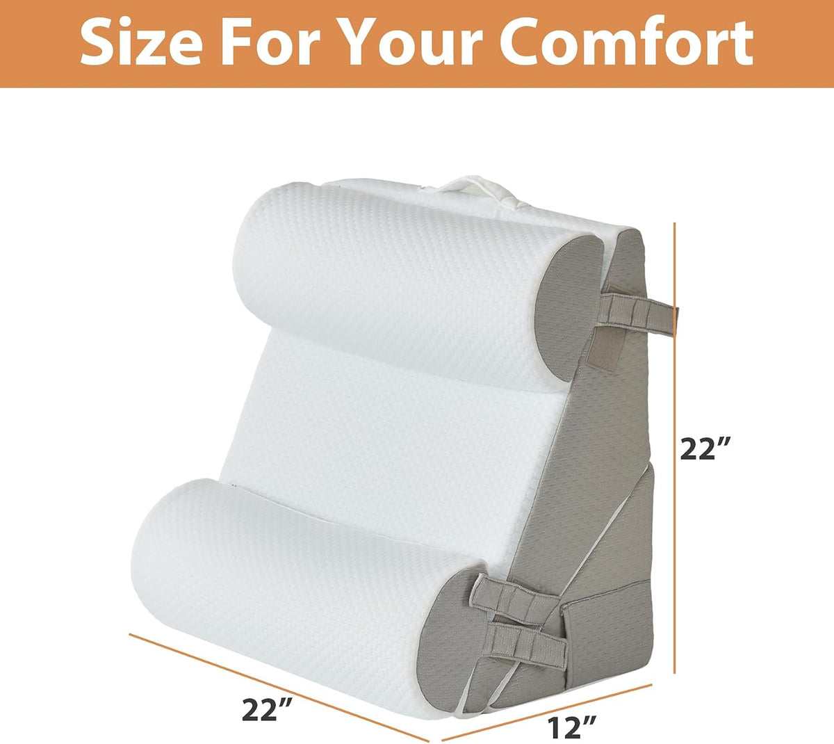 BIEEZZK Wedge Pillow Set for After Surgery, Wedge Pillow for Acid Reflux, Bed Wedge Pillow with Adjustable 9&12inch for Headboard,Sleeping, Orthopedic Memory Foam for Neck&Back Support, White/Grey