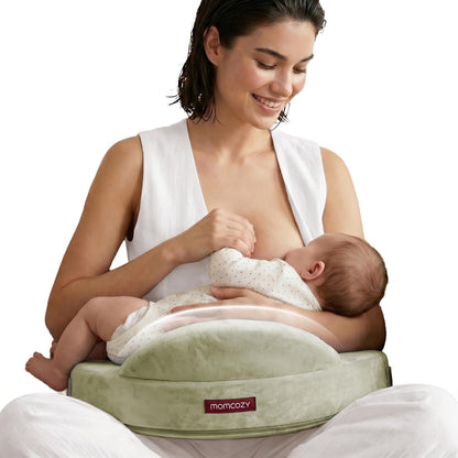 Momcozy CozyPro Nursing Pillow - All Around Lumbar & Arm Support - Safety Guard, Firm & Springy Memory Foam-Stable, Ergonomic Support, Easier Breastfeeding, Wider Cushion, Adjustable, Removable Cover