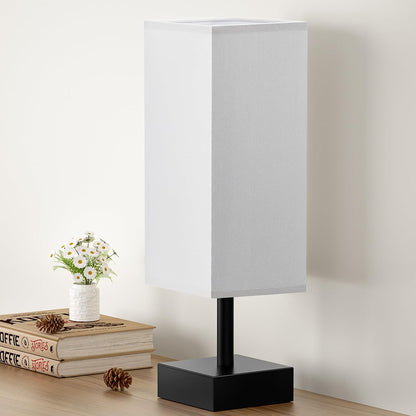 aooshine Small Table Lamp for Bedroom - Bedside Lamps for Nightstand, Minimalist Night Stand Light Lamp with Square Fabric Shade, Desk Reading Lamp for Kids Room Living Room Office Dorm