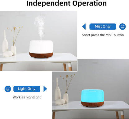 SPLITSKY Aromatherapy Essential Oil Home Diffuser with Remote Control, 300ML Large Room Cool Mist Air Humidifier, 8 Hours Quiet Operation, Timer, 7 Colors LED Night Night，Suitable Home,Yoga.