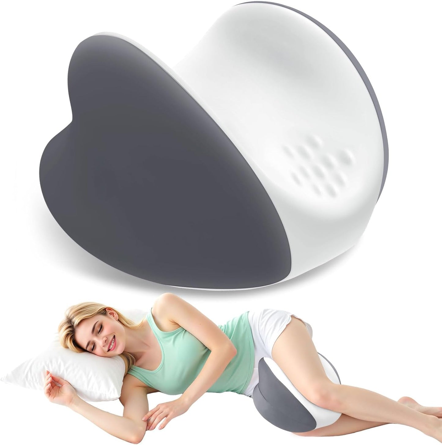 Knee Pillow for Side Sleepers, Leg Pillow for Side Sleeping, Heart-Shape Memory Foam Knee Wedge Pillow, Leg Elevating Pillow for Knees, Hip, Joints, Between Legs, Blue