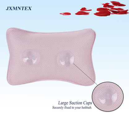 Bathtub Pillow, Non Slip, Breathable Soft, Comfortable Head Neck Support, Machine Washable, 2 Large Suction Cups (White)